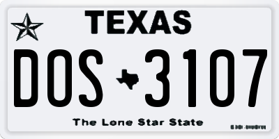 TX license plate DOS3107
