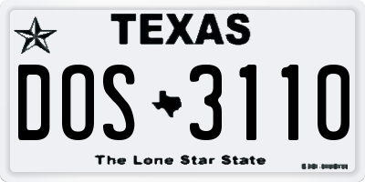 TX license plate DOS3110