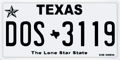 TX license plate DOS3119