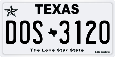 TX license plate DOS3120