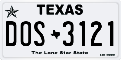 TX license plate DOS3121