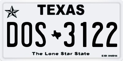 TX license plate DOS3122