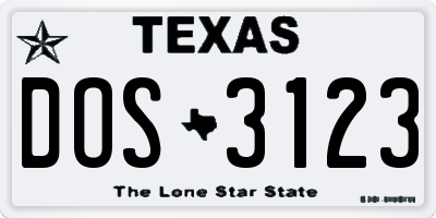 TX license plate DOS3123