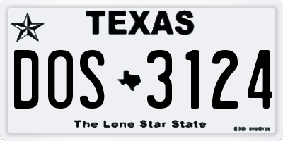 TX license plate DOS3124