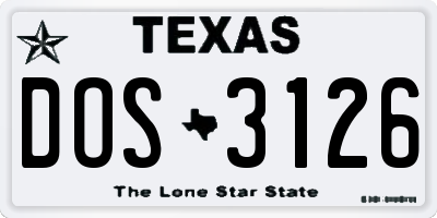 TX license plate DOS3126