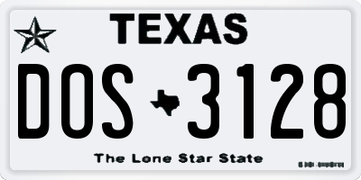 TX license plate DOS3128
