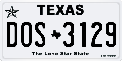 TX license plate DOS3129
