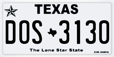 TX license plate DOS3130