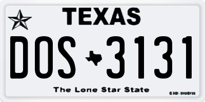 TX license plate DOS3131