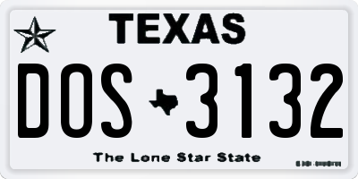 TX license plate DOS3132