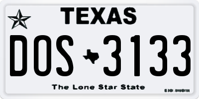 TX license plate DOS3133