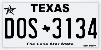 TX license plate DOS3134