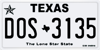 TX license plate DOS3135