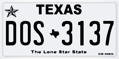 TX license plate DOS3137