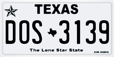 TX license plate DOS3139