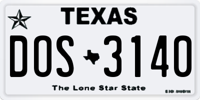 TX license plate DOS3140