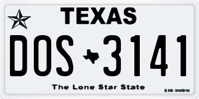 TX license plate DOS3141