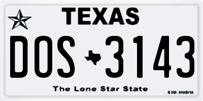 TX license plate DOS3143