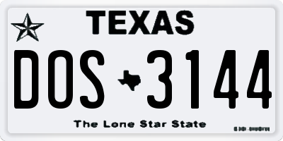 TX license plate DOS3144