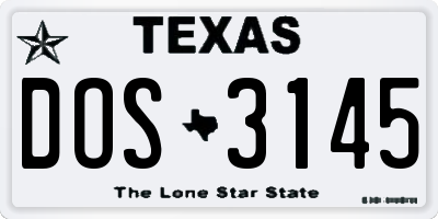 TX license plate DOS3145