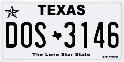 TX license plate DOS3146