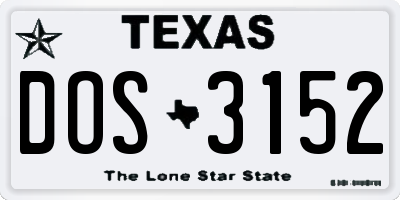 TX license plate DOS3152