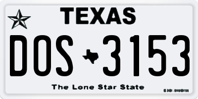 TX license plate DOS3153