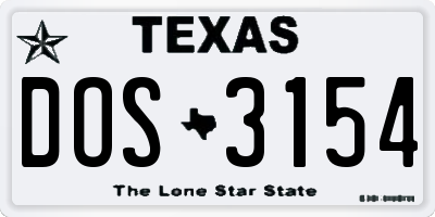 TX license plate DOS3154