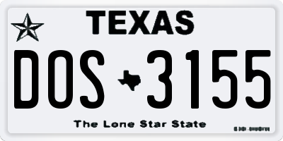 TX license plate DOS3155