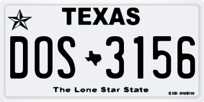 TX license plate DOS3156