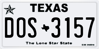 TX license plate DOS3157