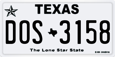 TX license plate DOS3158
