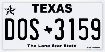 TX license plate DOS3159