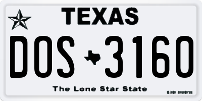 TX license plate DOS3160