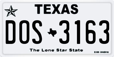 TX license plate DOS3163