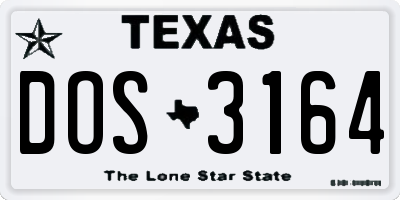 TX license plate DOS3164
