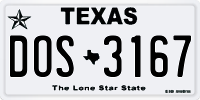 TX license plate DOS3167