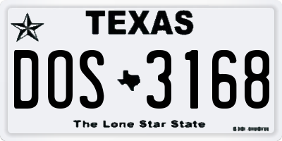 TX license plate DOS3168