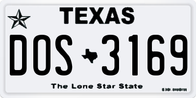TX license plate DOS3169