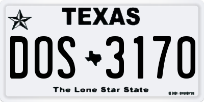 TX license plate DOS3170