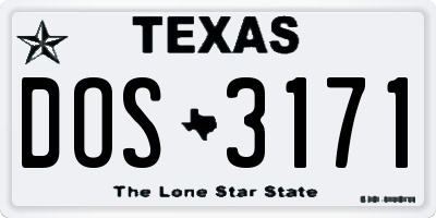 TX license plate DOS3171