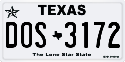TX license plate DOS3172