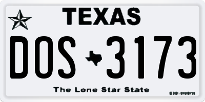 TX license plate DOS3173
