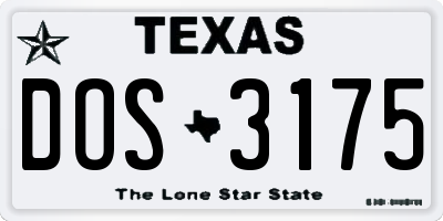 TX license plate DOS3175