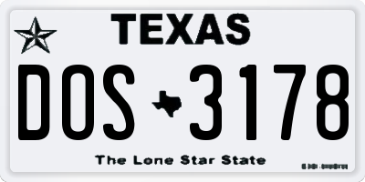 TX license plate DOS3178
