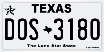 TX license plate DOS3180