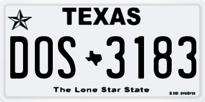 TX license plate DOS3183