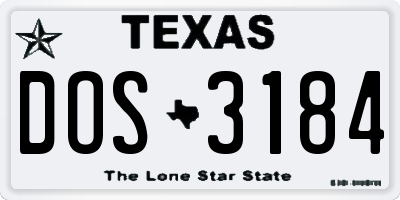 TX license plate DOS3184