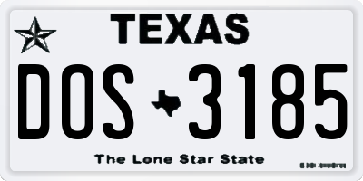 TX license plate DOS3185