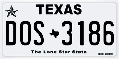 TX license plate DOS3186